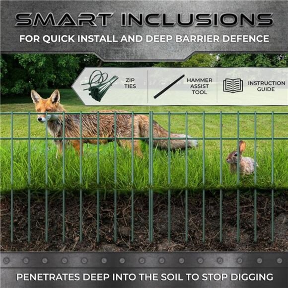 Dog Digging Fence Barrier, Animal Barrier Fence, 5 Fence Panels - Green 24in - Picture 6 of 7